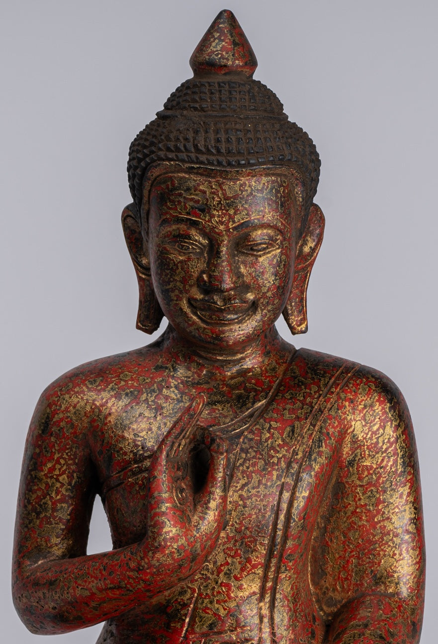 Statue Buddha - Antique Khmer in stile Khmer Cambogia STATUE BUDDHA BUDDHA Insegnamento Mudra - 31 cm/12 "