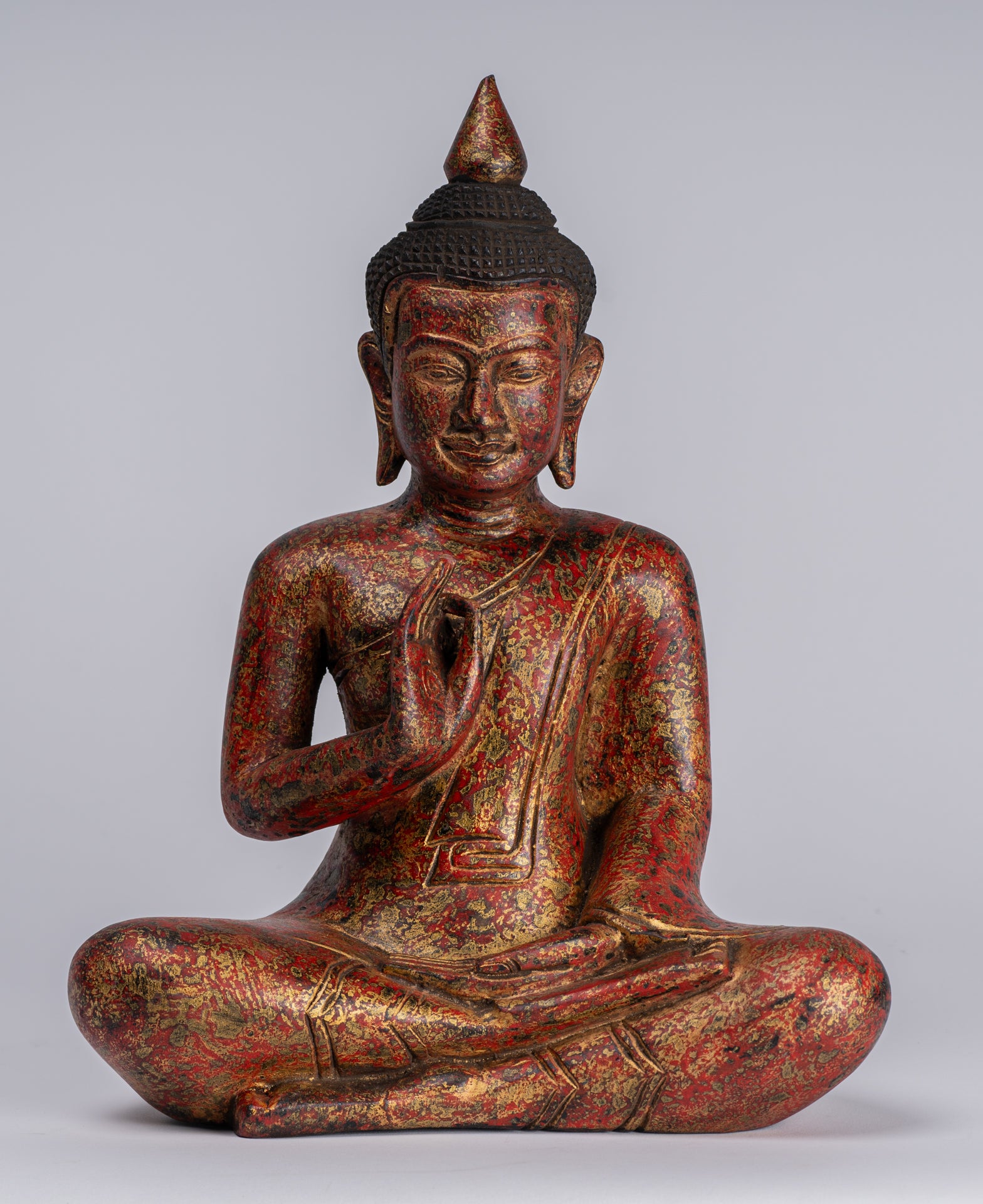 Statue di Buddha - Antique Khmer in stile Cambogia Statue Buddha seduta Insegnamento Mudra - 32 cm/13 "
