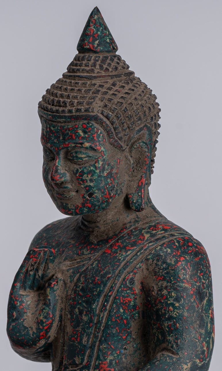 Statue di Buddha - Antique Khmer in stile Cambogia Statue Buddha seduta Insegnamento Mudra - 20 cm/8 "