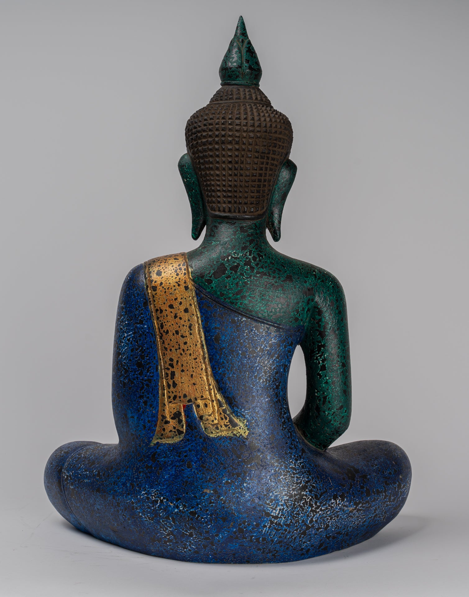 Buddha Sculpture - Antique Khmer Style Wood Seated Buddha Statue Dhyana Meditation Mudra - 54cm/22"