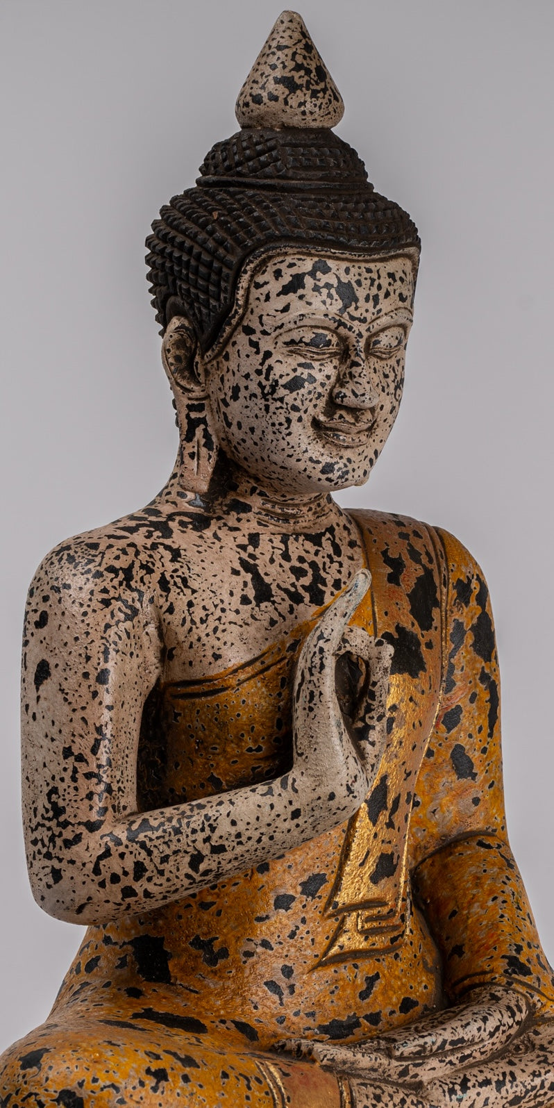 Statue di Buddha - Antique Khmer in stile Cambogia Statue Buddha seduta Insegnamento Mudra - 39 cm/16 "