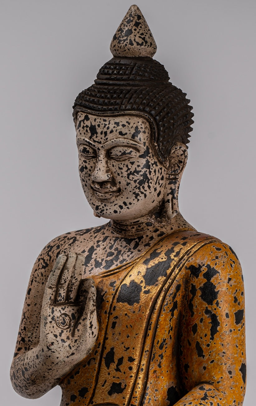 Statue di Buddha - Antique Khmer in stile Cambogia Statue Buddha seduta Insegnamento Mudra - 39 cm/16 "