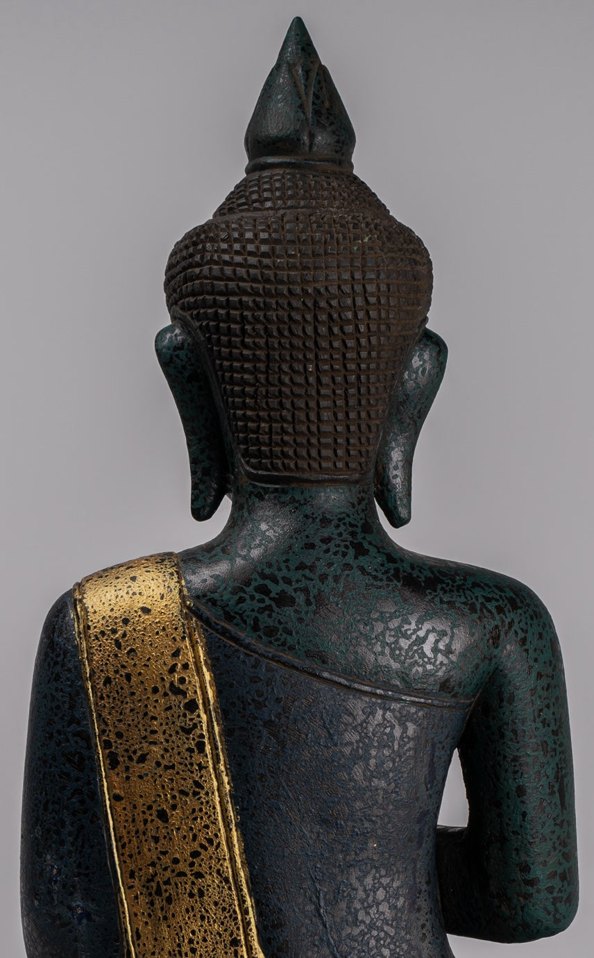 Statua Buddha - Antique Khmer in stile Cambogia Statue Buddha seduta Insegnamento Mudra - 52 cm/21 "