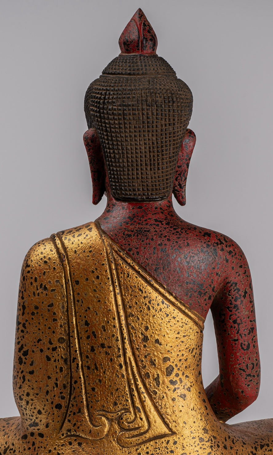 Buddha Sculpture - Antique Khmer Style Wood Seated Buddha Statue Dhyana Meditation Mudra - 51cm/20"