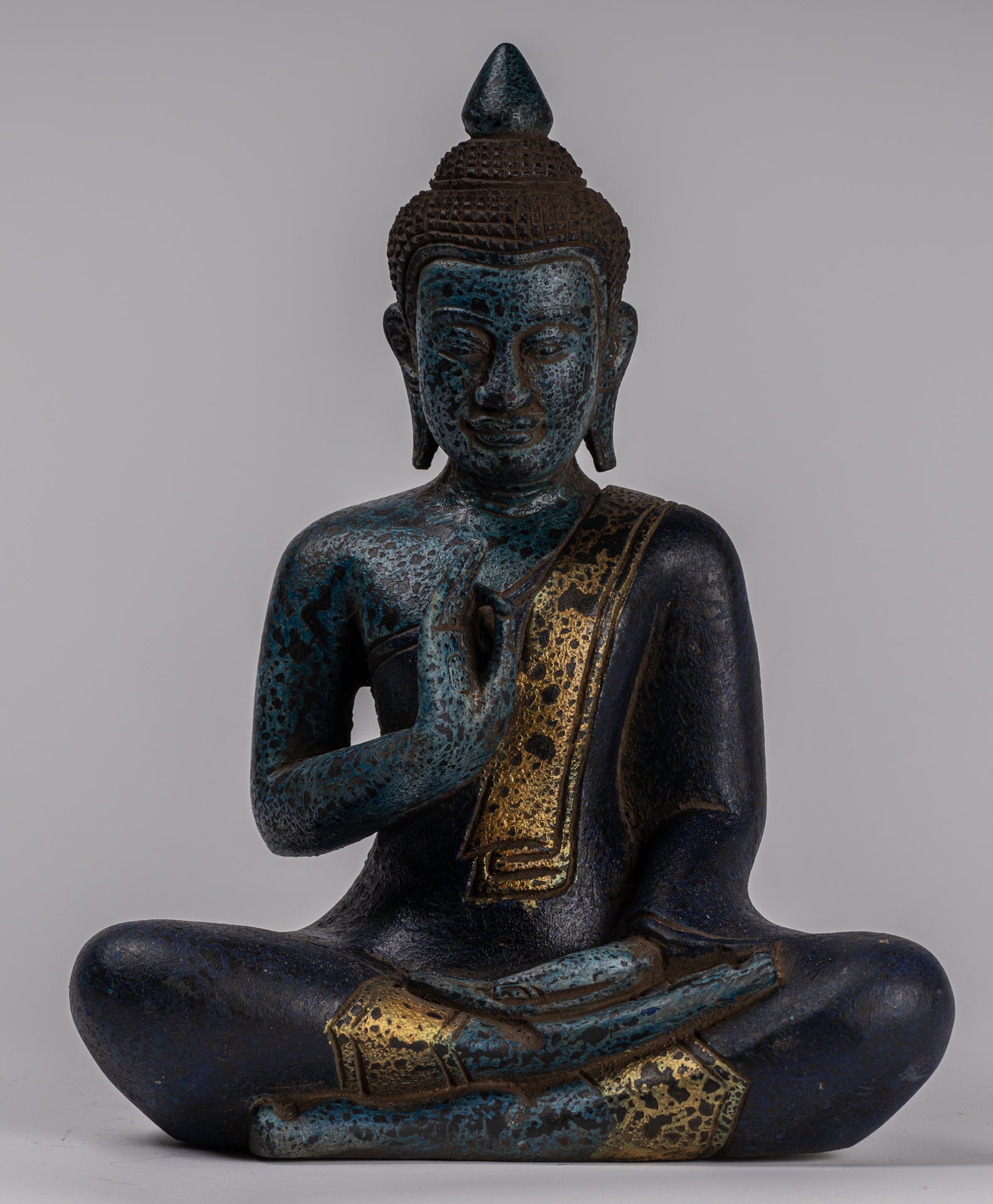 Statue Buddha - Antique Khmer in stile Khmer Cambogia STATUE BUDDHA BUDDHA Insegnamento Mudra - 31 cm/12 "