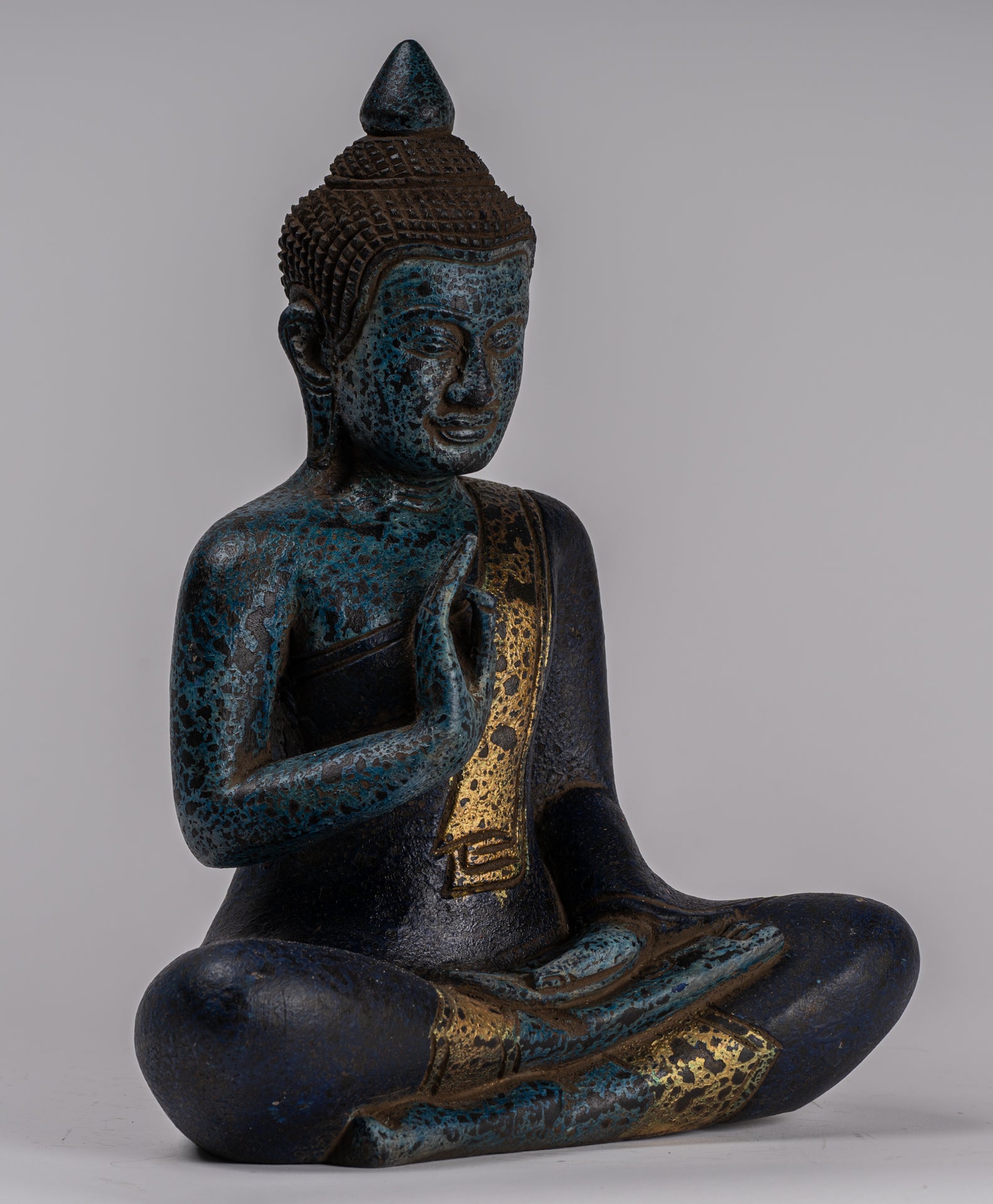 Statue Buddha - Antique Khmer in stile Khmer Cambogia STATUE BUDDHA BUDDHA Insegnamento Mudra - 31 cm/12 "