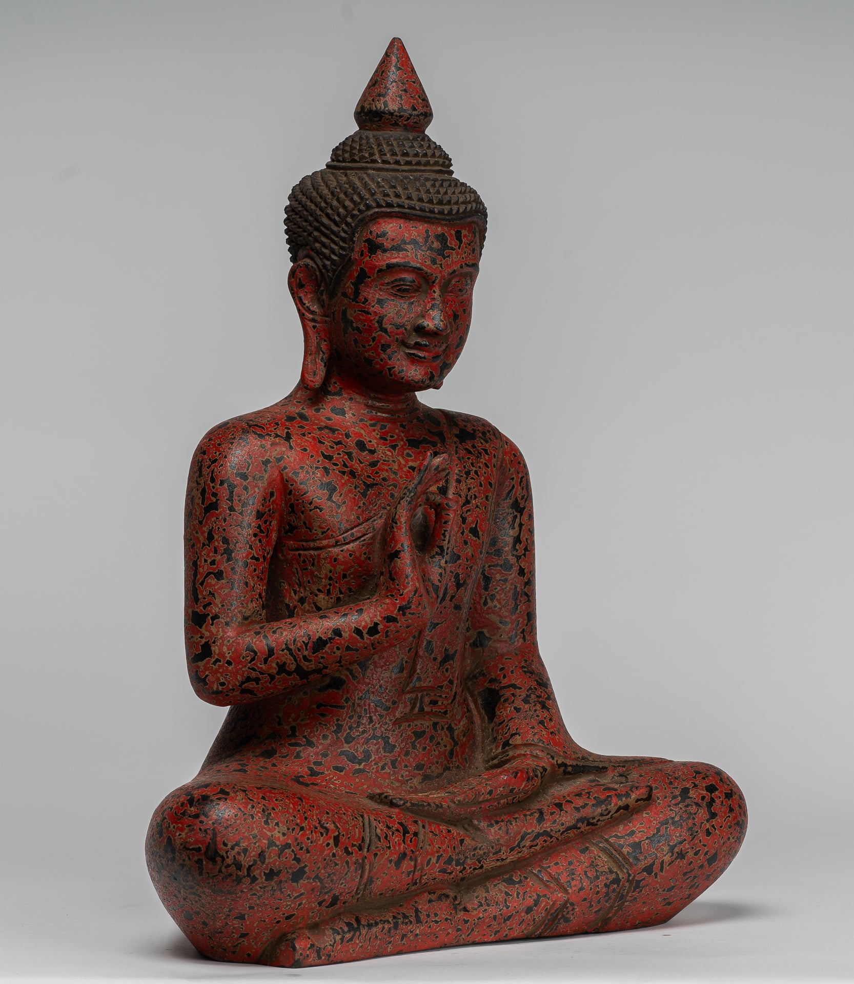 Statue Buddha - Antique Khmer in stile Cambogia Statue Buddha seduta Insegnamento Mudra - 40 cm/16 "