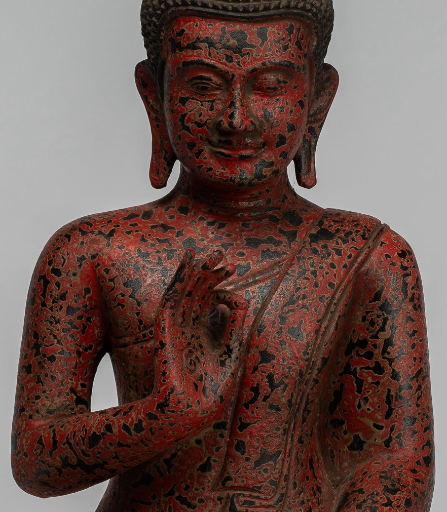 Statue Buddha - Antique Khmer in stile Cambogia Statue Buddha seduta Insegnamento Mudra - 40 cm/16 "