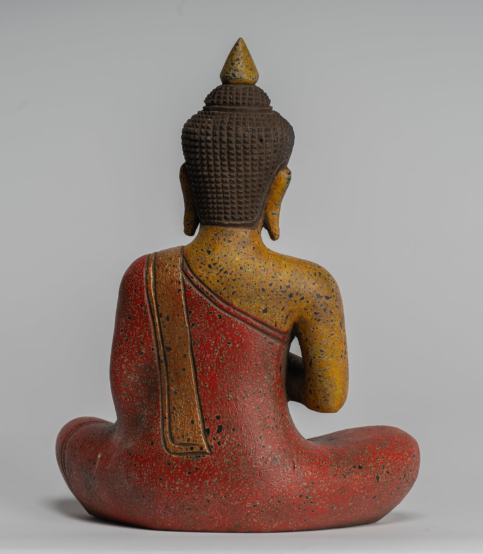 Estatua de Buda - Estatua de Buda de Madera Antigua de Camboya Camboya enseñando Mudra - 27 cm/11 "