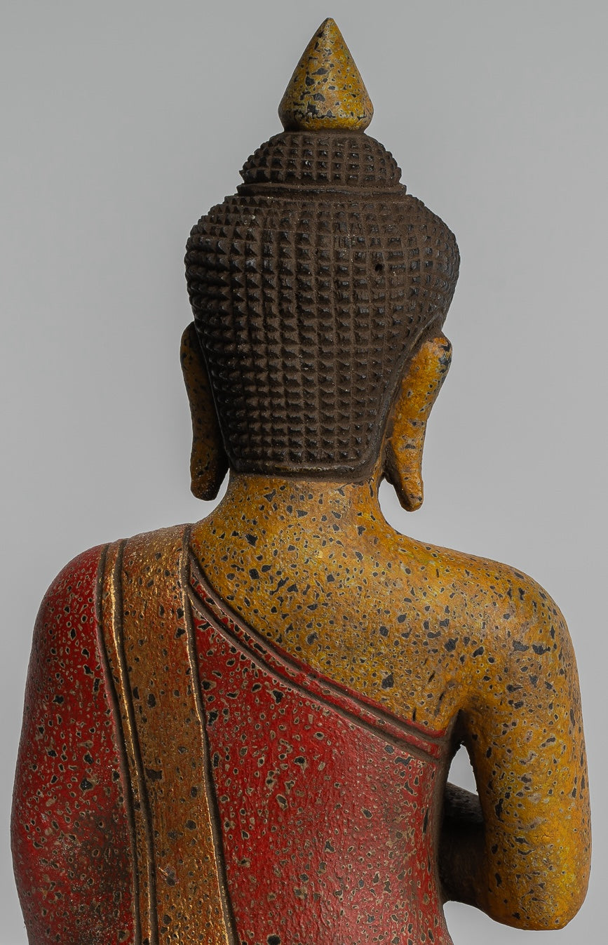 Estatua de Buda - Estatua de Buda de Madera Antigua de Camboya Camboya enseñando Mudra - 27 cm/11 "