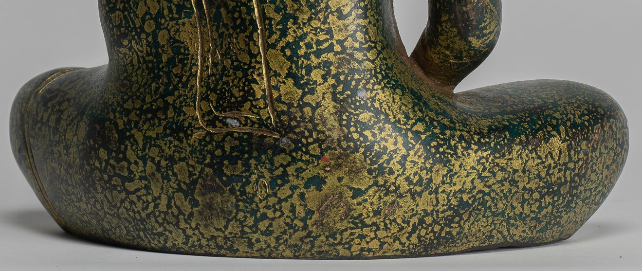 Escultura de Buda - Estatua de Buda de madera de estilo jemer antiguo Dhyana Meditation Mudra - 28 cm/11 "