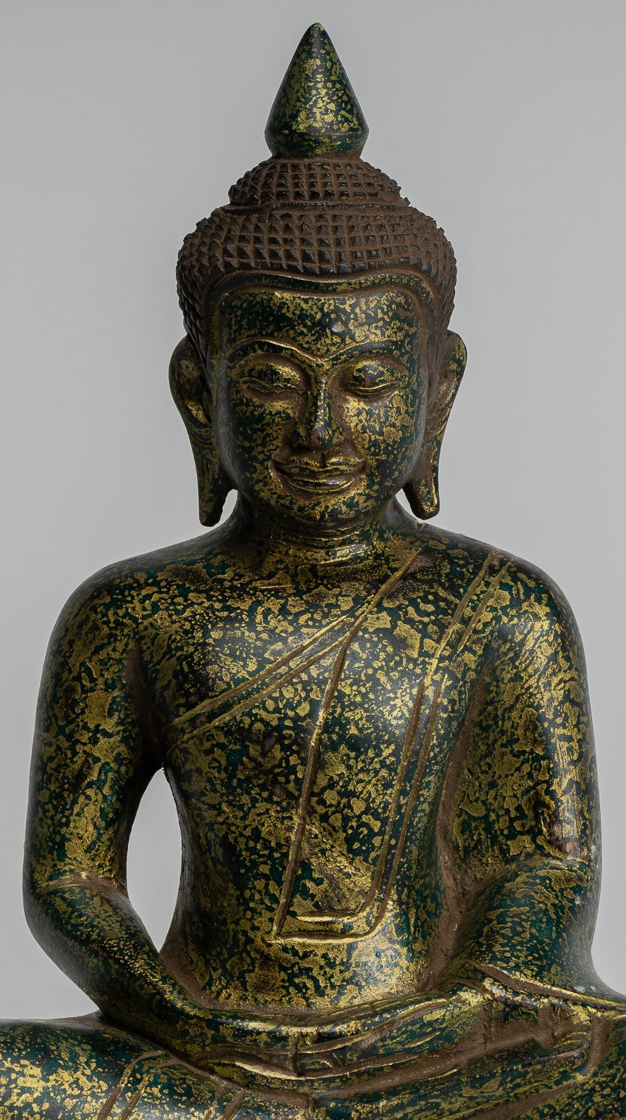 Escultura de Buda - Estatua de Buda de madera de estilo jemer antiguo Dhyana Meditation Mudra - 28 cm/11 "