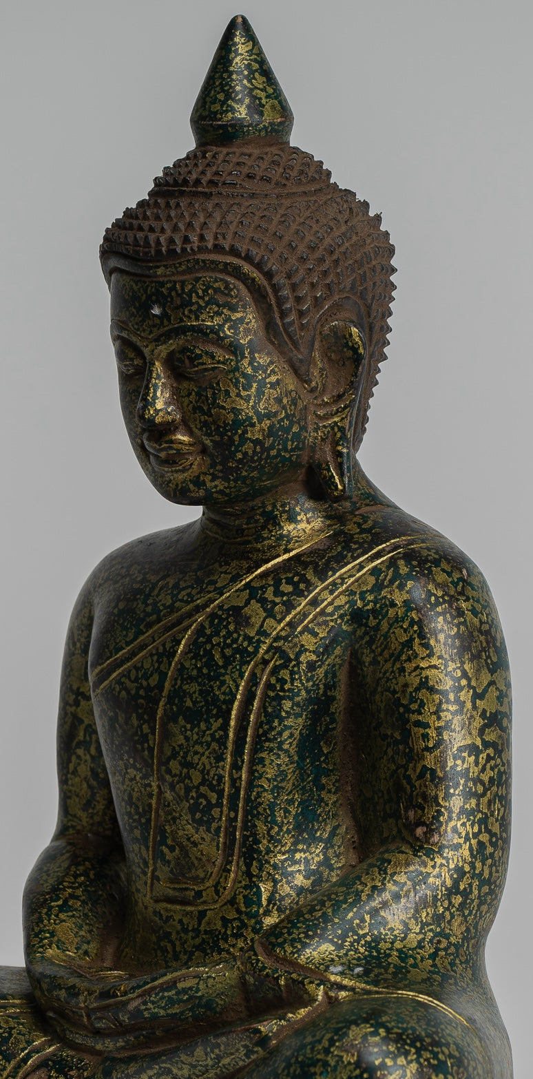 Escultura de Buda - Estatua de Buda de madera de estilo jemer antiguo Dhyana Meditation Mudra - 28 cm/11 "