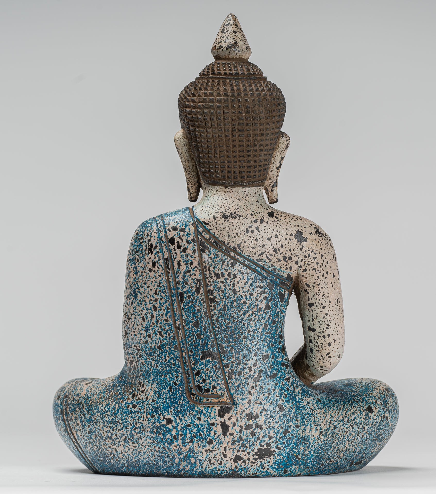 Escultura de Buda - Estatua de Buda Sentada de madera de estilo jemer antiguo Dhyana Meditation Mudra - 27 cm/11 "