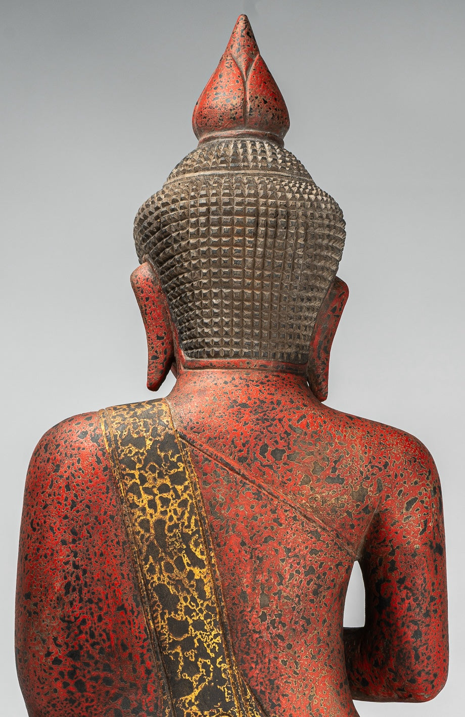 Buddha Statue - Antique Khmer Style Cambodia Seated Wood Buddha Statue Teaching Mudra - 70cm/28"