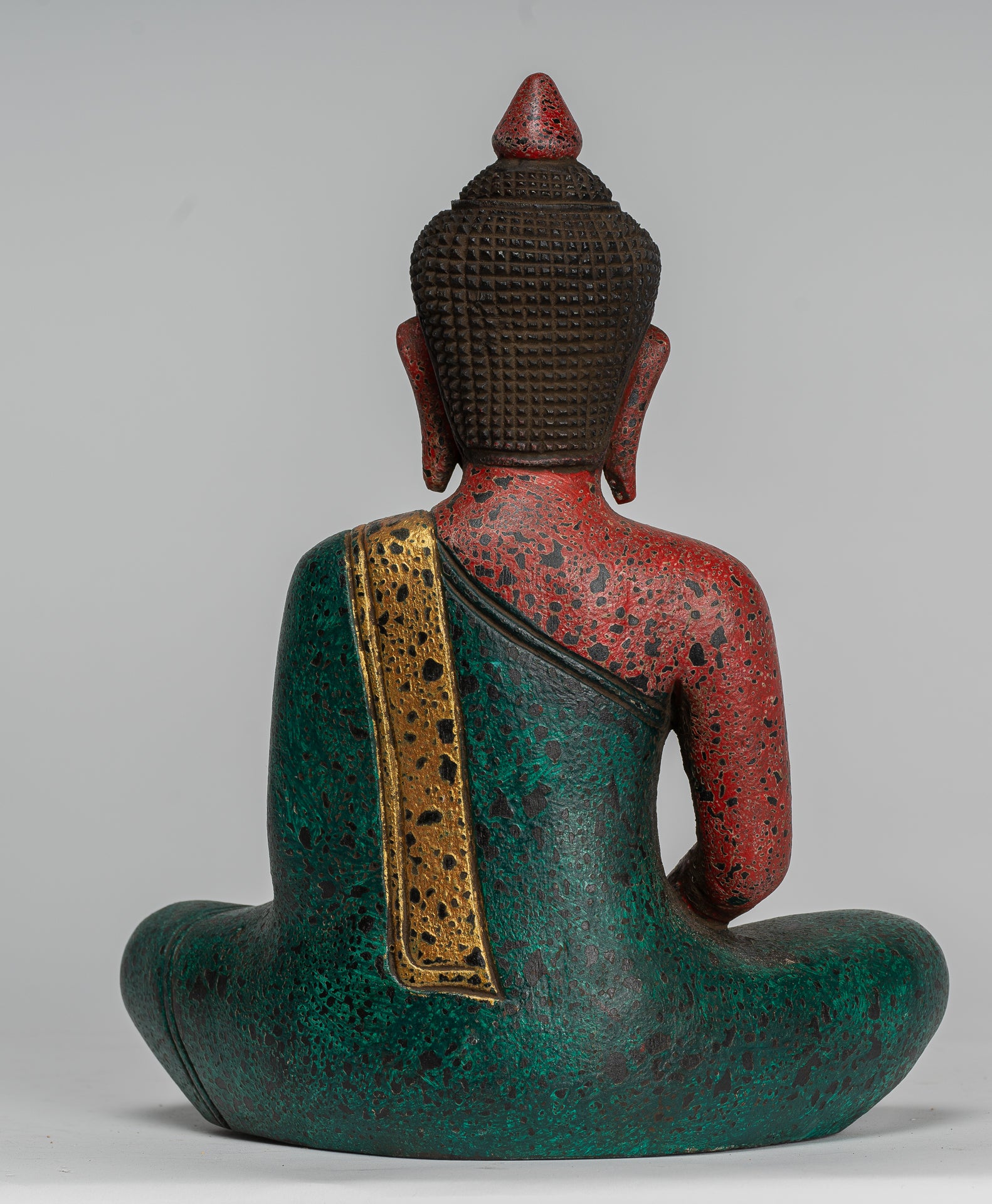 Escultura de Buda - Estatua de Buda de madera de estilo jemer antiguo Dhyana Meditation Mudra - 26 cm/10 "