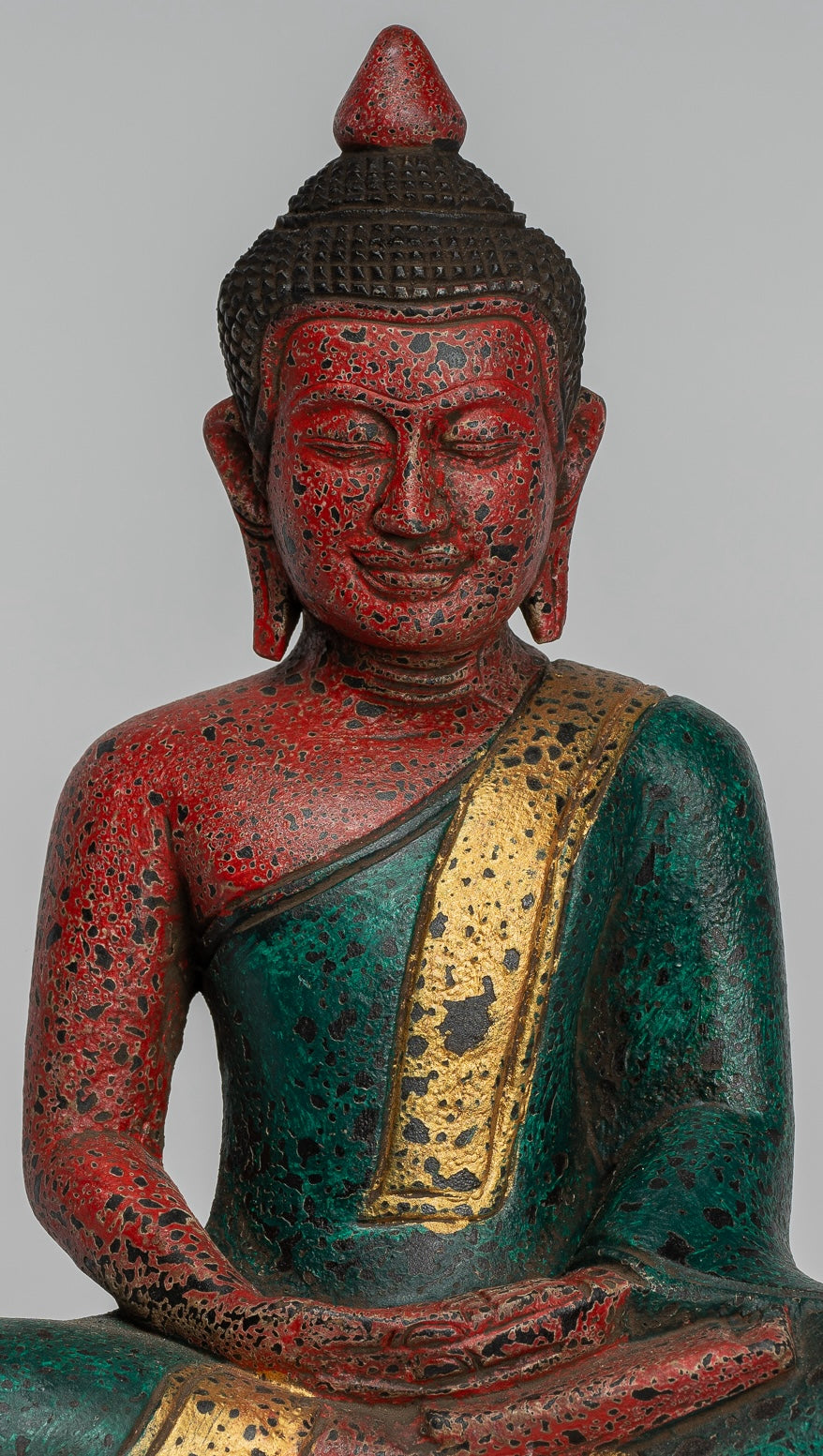 Escultura de Buda - Estatua de Buda de madera de estilo jemer antiguo Dhyana Meditation Mudra - 26 cm/10 "