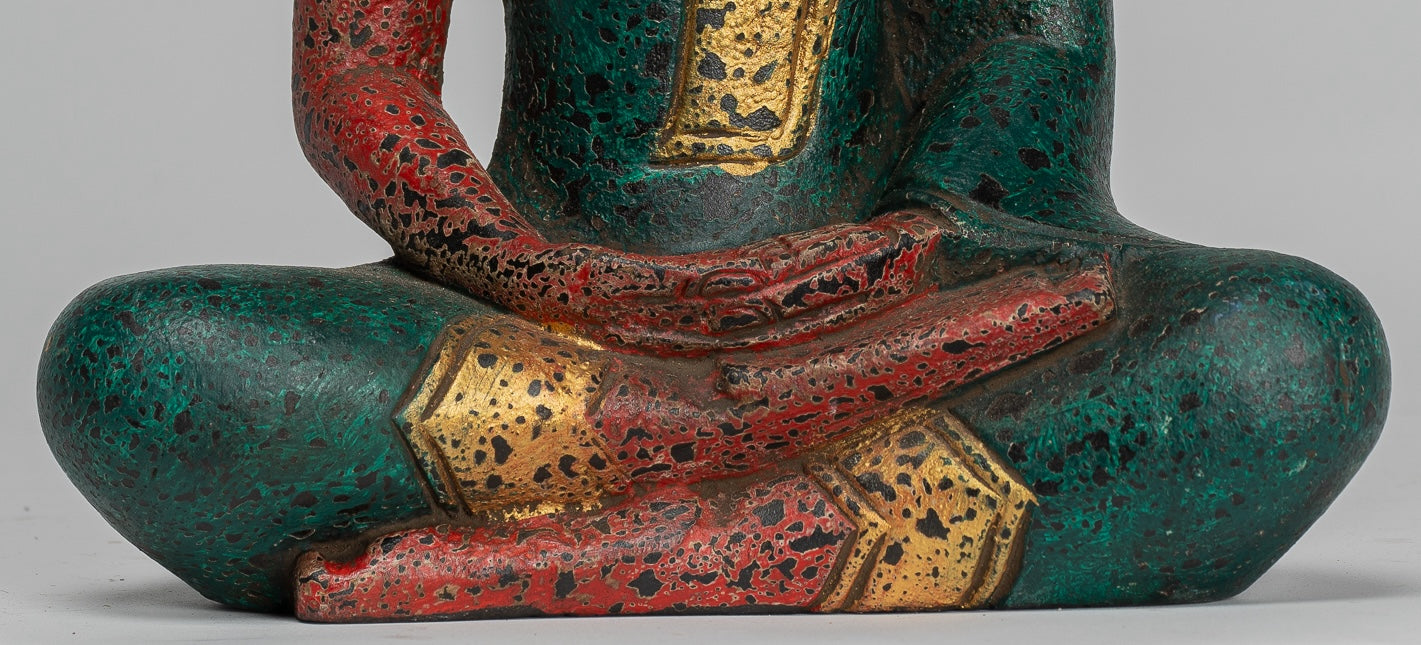 Escultura de Buda - Estatua de Buda de madera de estilo jemer antiguo Dhyana Meditation Mudra - 26 cm/10 "