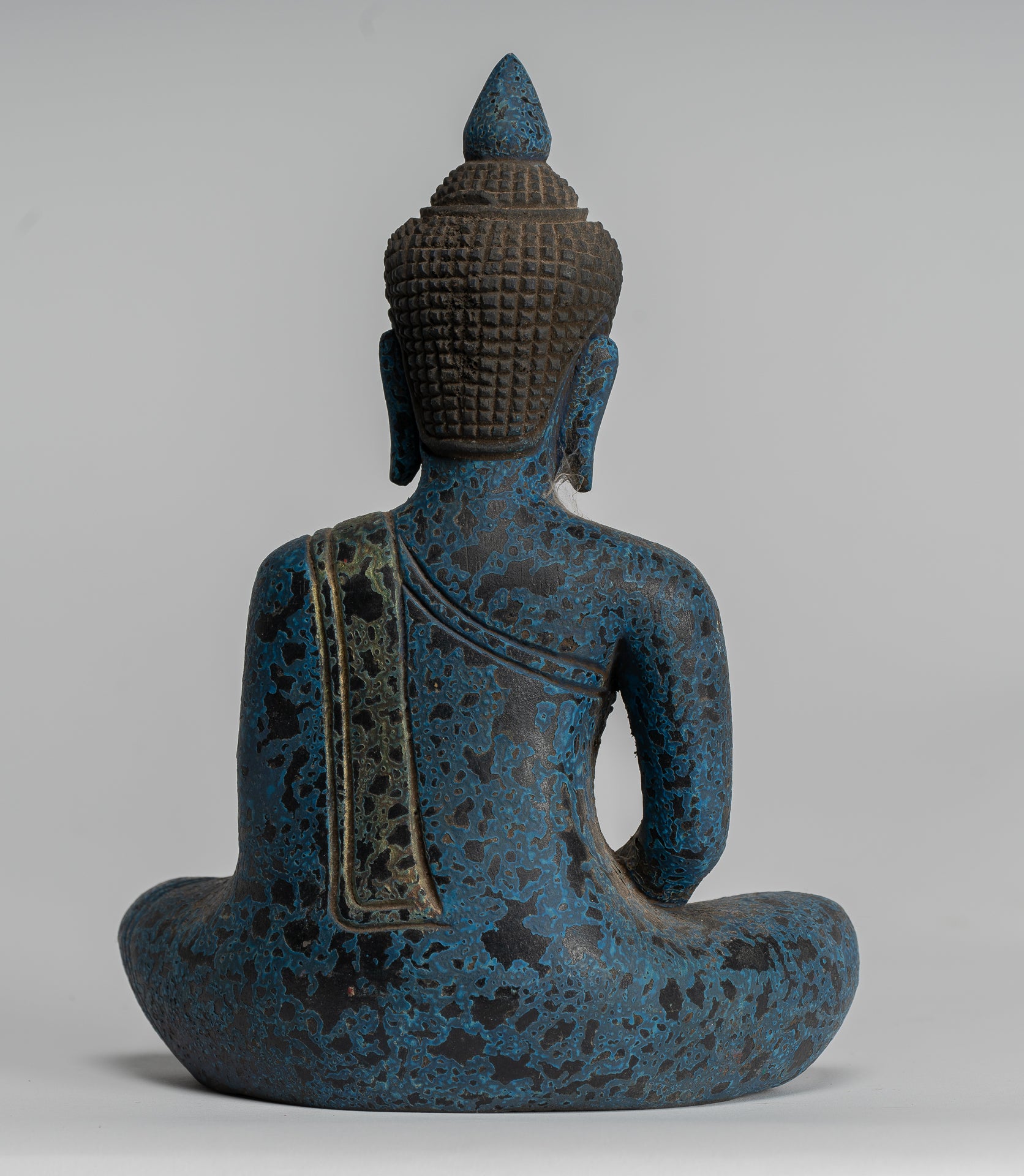 Buddha -Skulptur - antiker Khmer -Stil Holz sitzend Buddha Statue Dhyana Meditation Mudra - 22 cm/9 "