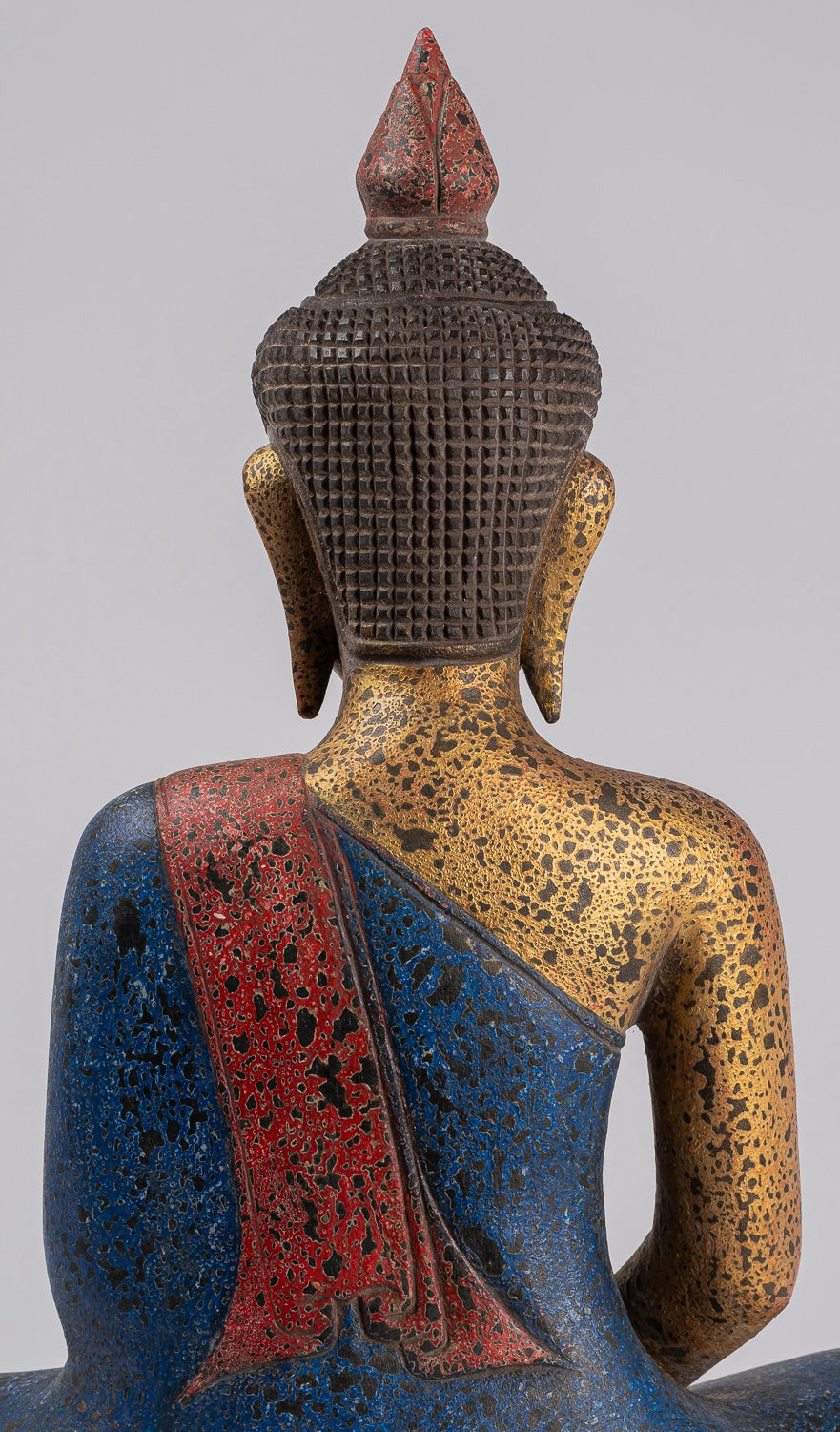 Buddha Sculpture - Antique Khmer Style Wood Seated Buddha Statue Dhyana Meditation Mudra - 55cm/21"