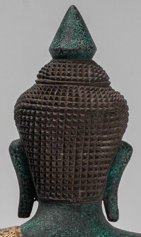 Buddha Sculpture - Buddha - Antique Khmer Style Seated Wood Buddha Statue Teaching Mudra - 40cm/16"