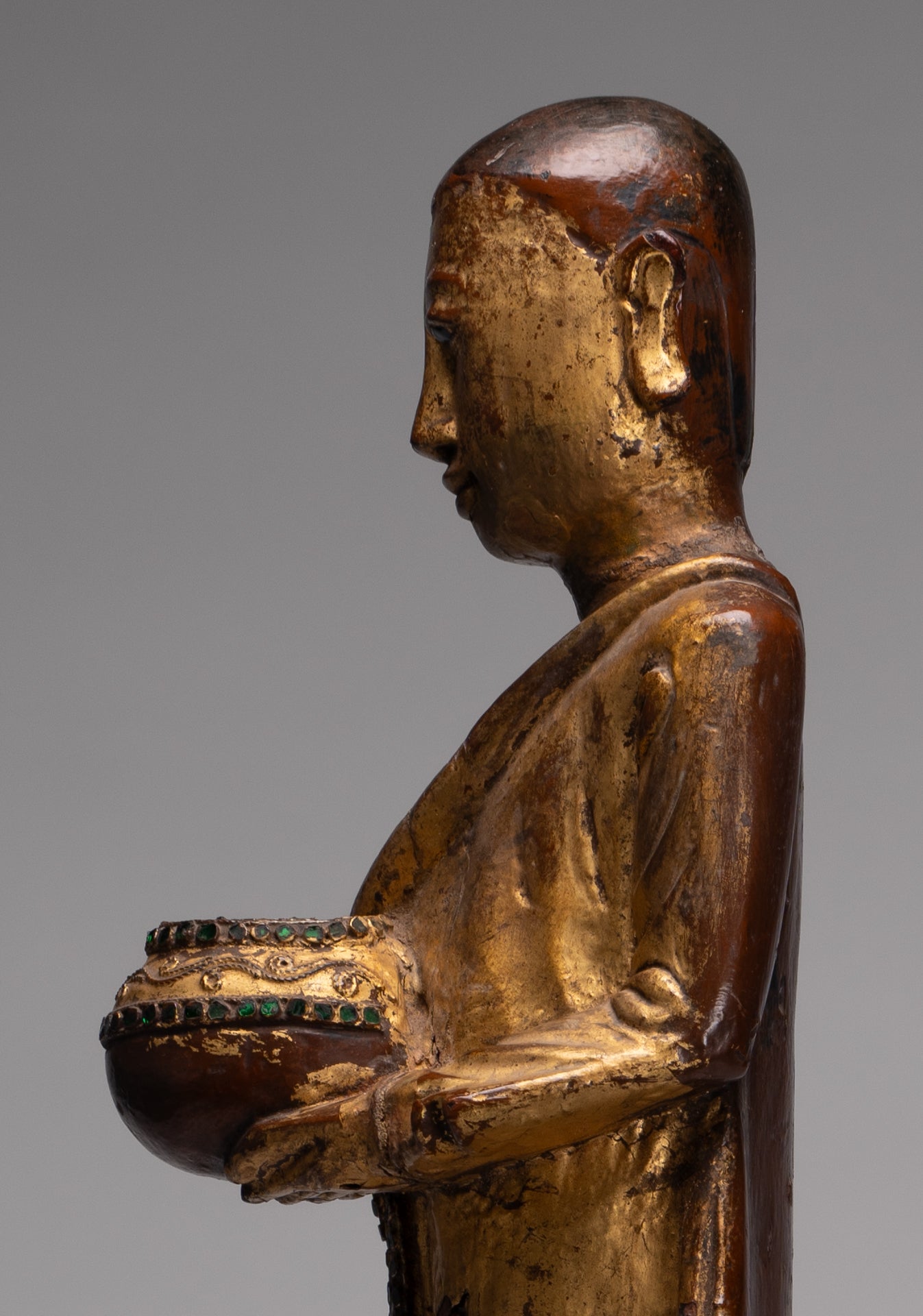 Estatua de Mandalay Monk de estilo birmano antiguo de estilo birmano - 90 cm/36 "