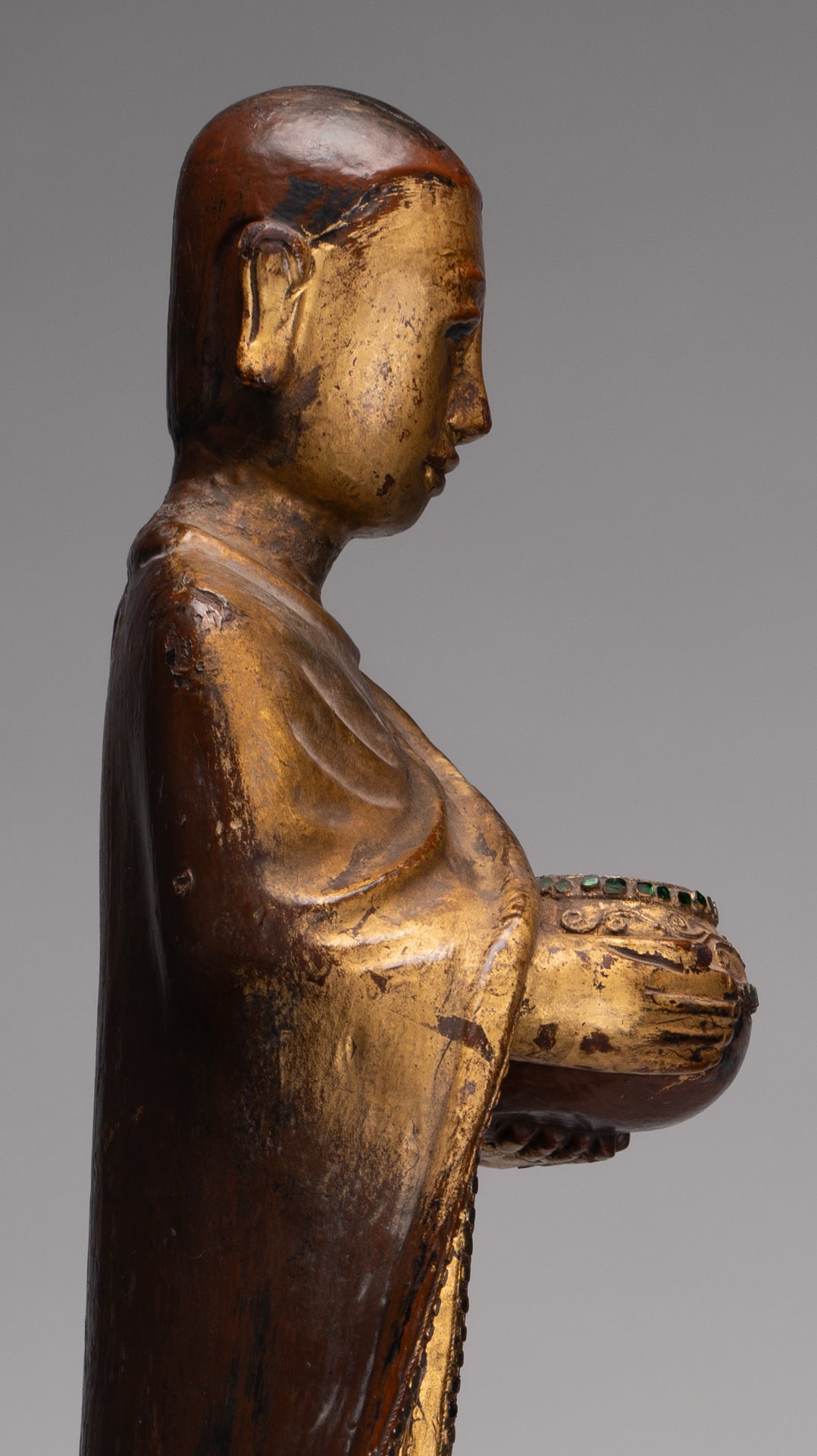 Estatua de Mandalay Monk de estilo birmano antiguo de estilo birmano - 90 cm/36 "