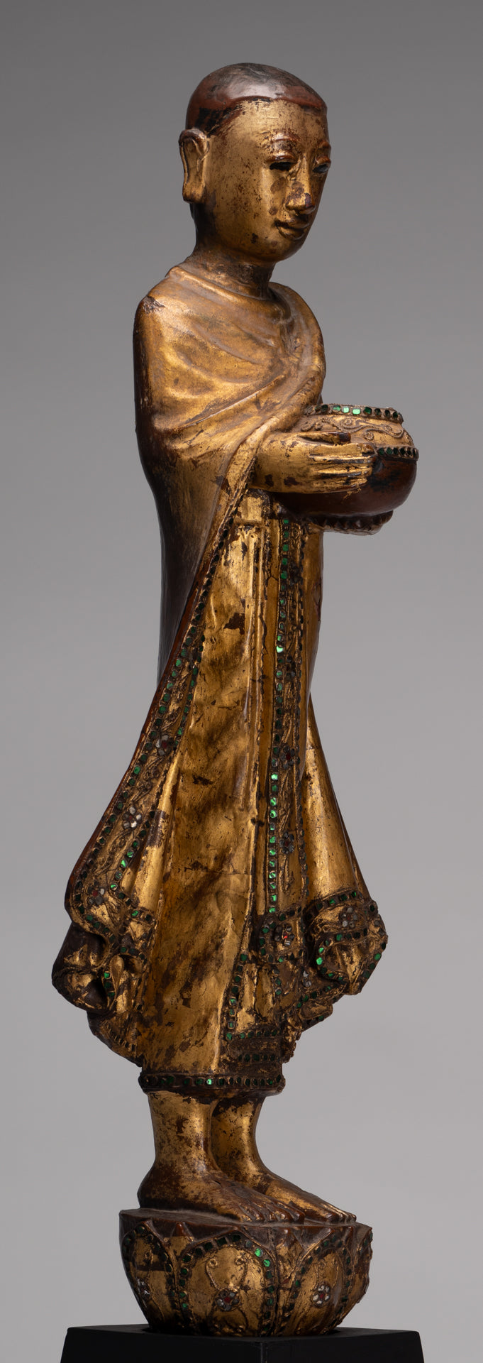 Estatua de Mandalay Monk de estilo birmano antiguo de estilo birmano - 90 cm/36 "