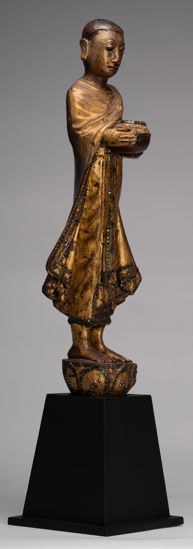 Estatua de Mandalay Monk de estilo birmano antiguo de estilo birmano - 90 cm/36 "