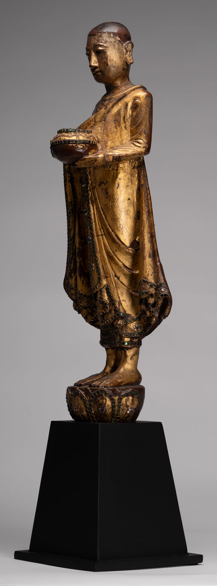 Estatua de Mandalay Monk de estilo birmano antiguo de estilo birmano - 90 cm/36 "