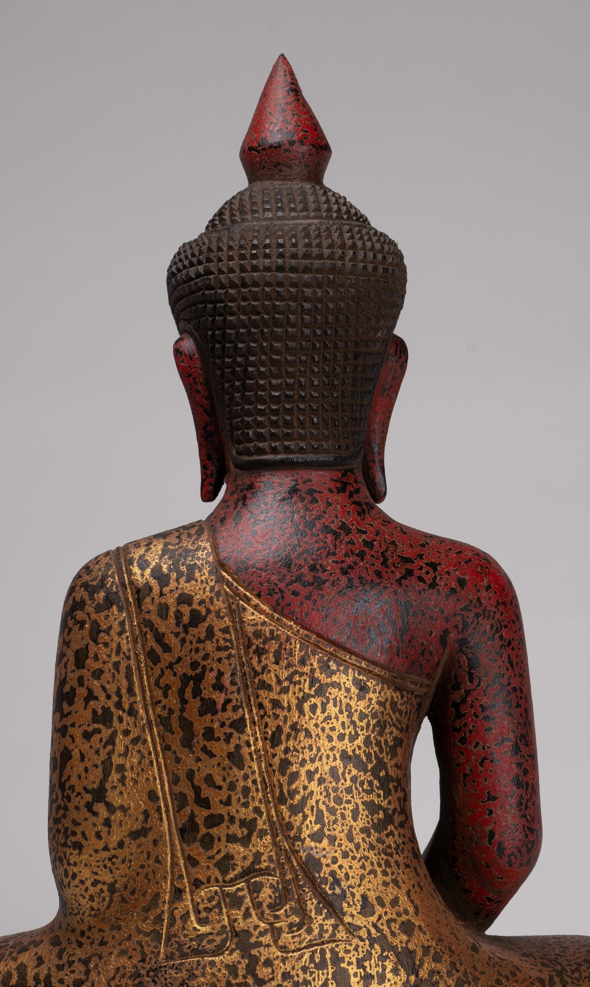 Buddha Statue - Antique Khmer Style SE Asia Seated Wood Meditation Buddha Statue - 49cm/20"