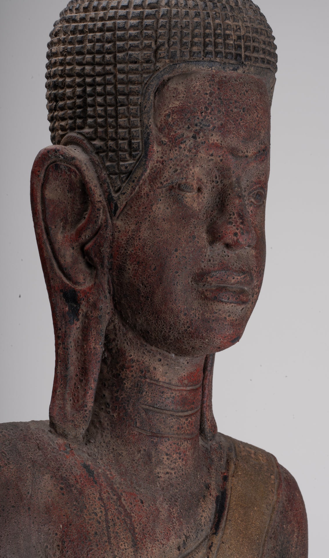 Grande statue de Bouddha - Antique Khmer Style Wood Protection Standing Lundi Bouddha Statue - 163 cm / 65 "