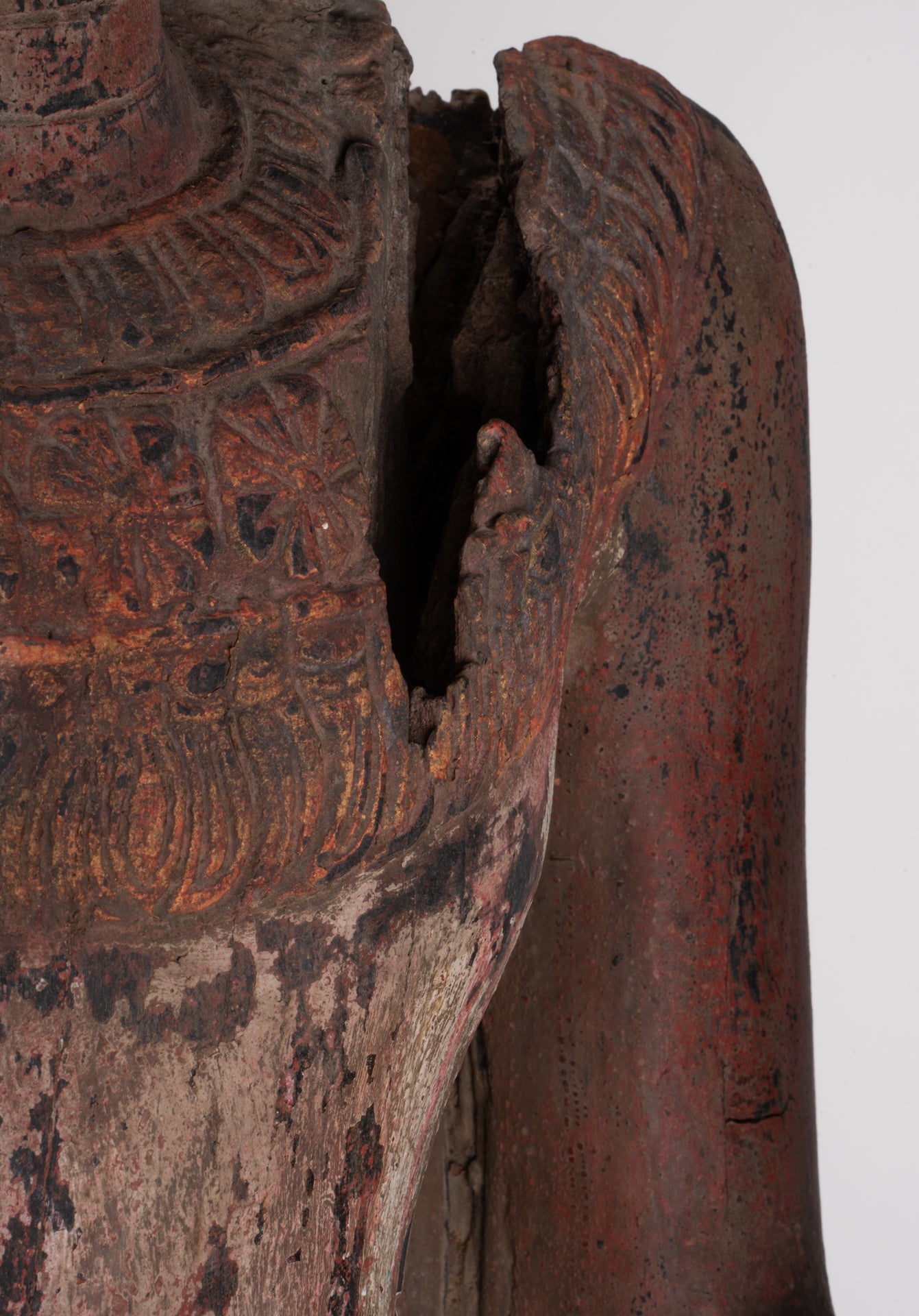 Large Buddha Statue - Antique Khmer Style Wood Standing Protection Monday Buddha Statue - 174cm/70"