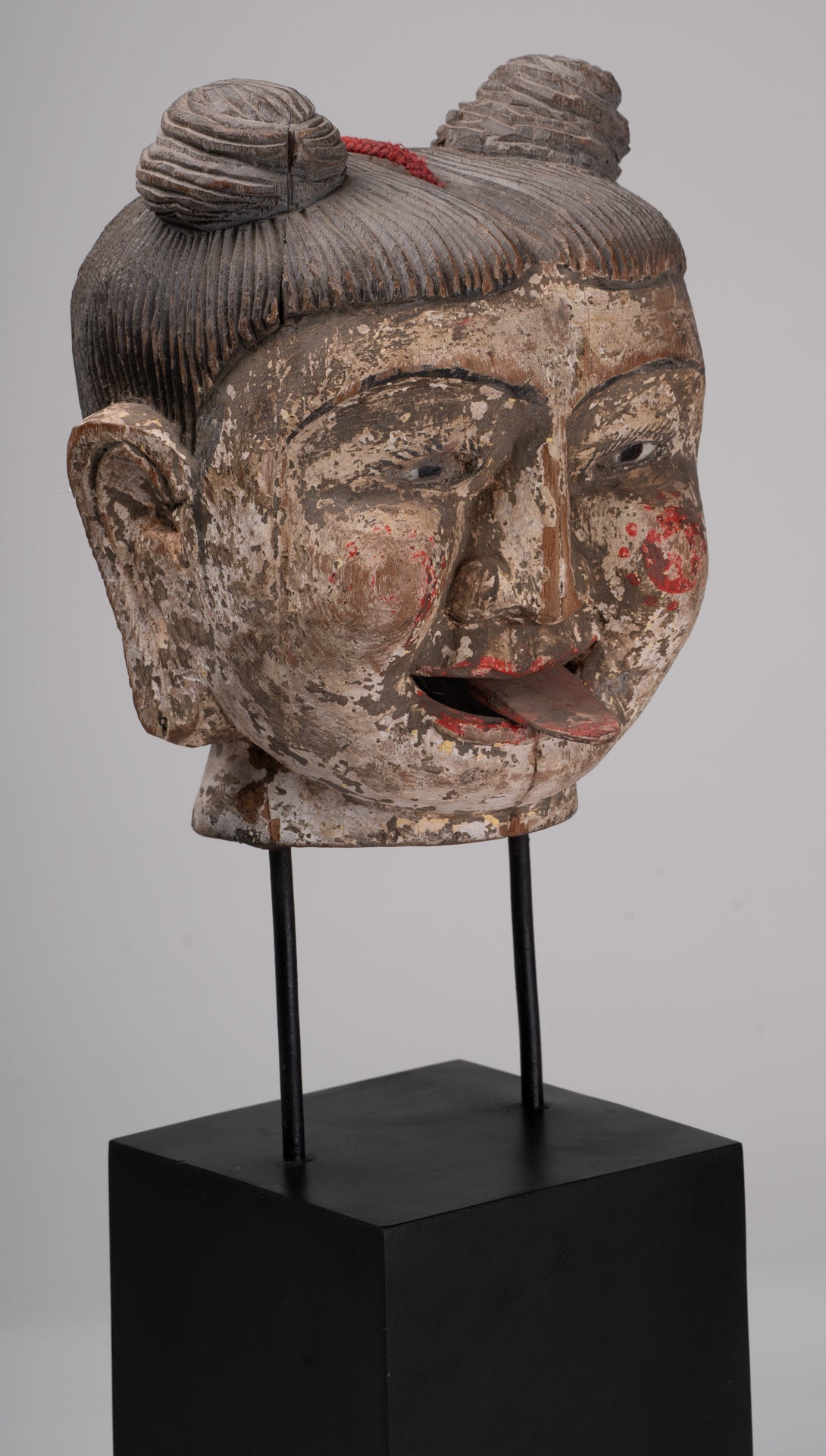 Antique Puppet Statue - Antique Burmese Style Painted Wood Puppet Head - 49cm/20"