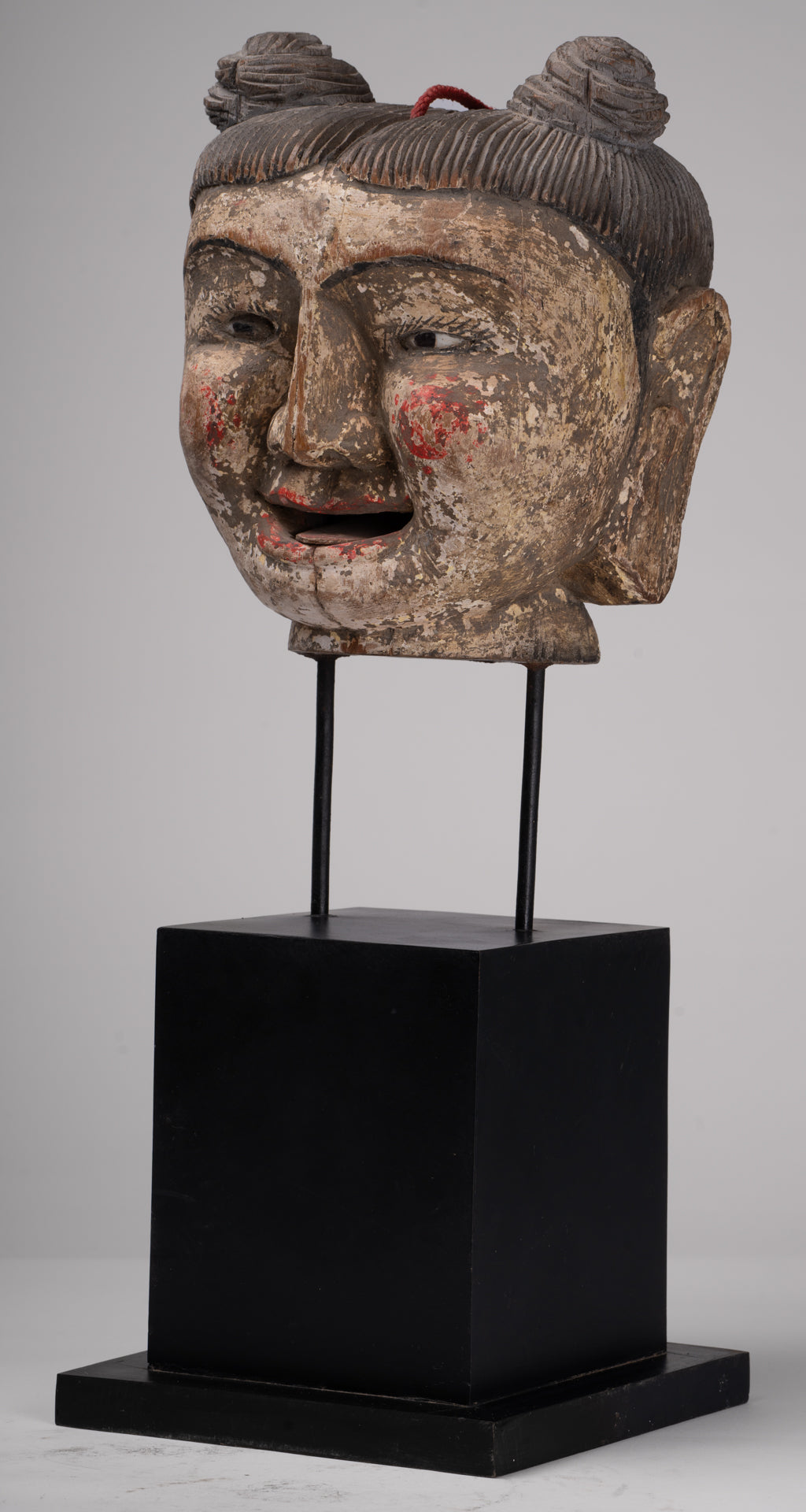 Antique Puppet Statue - Antique Burmese Style Painted Wood Puppet Head - 49cm/20"