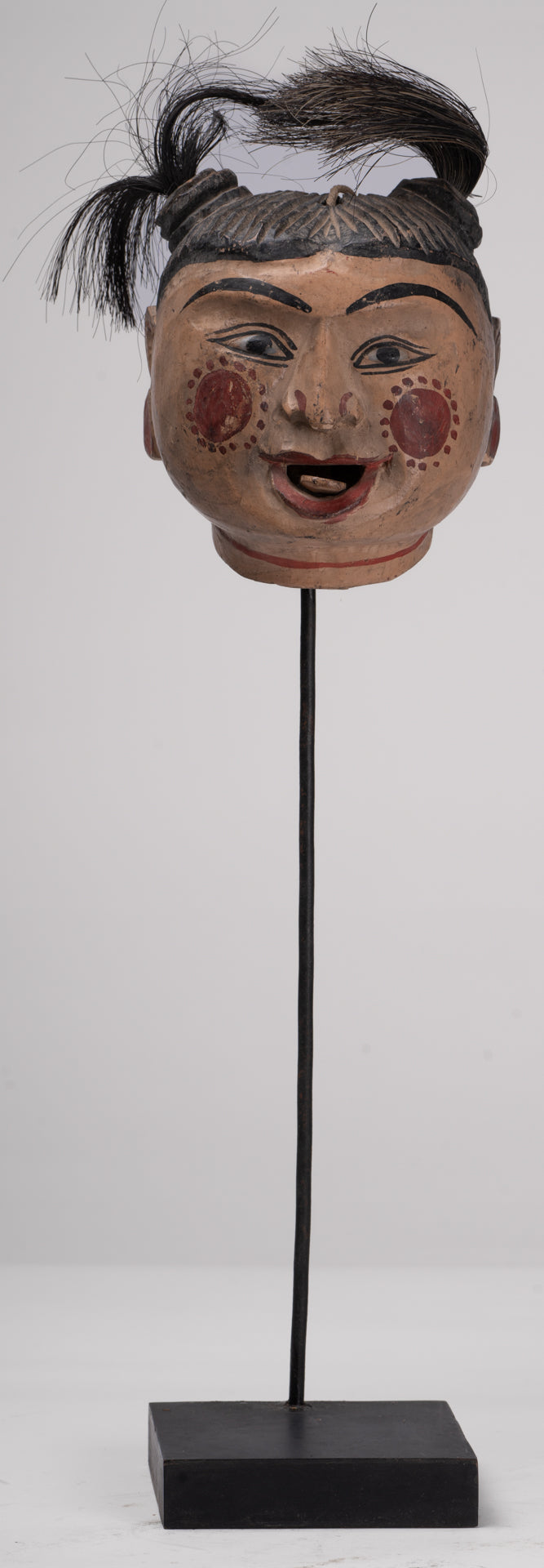 Antique Puppet Statue - Antique Burmese Style Painted Wood Puppet Head - 43cm/14"