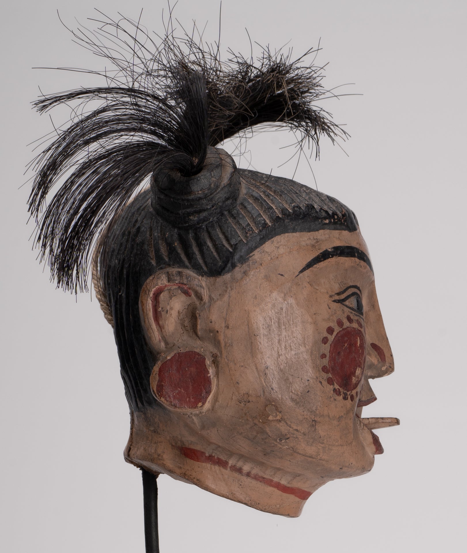 Antique Puppet Statue - Antique Burmese Style Painted Wood Puppet Head - 43cm/14"