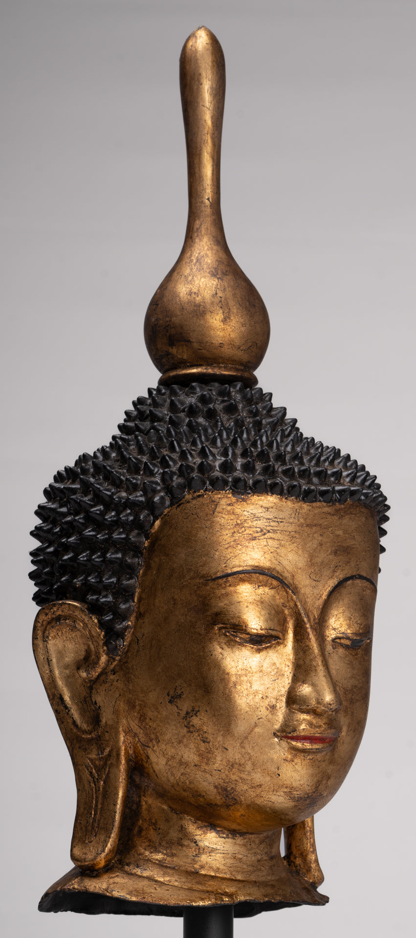 Antique Burmese Style Shan Gold Lacquer Buddha Head - 56cm/22"