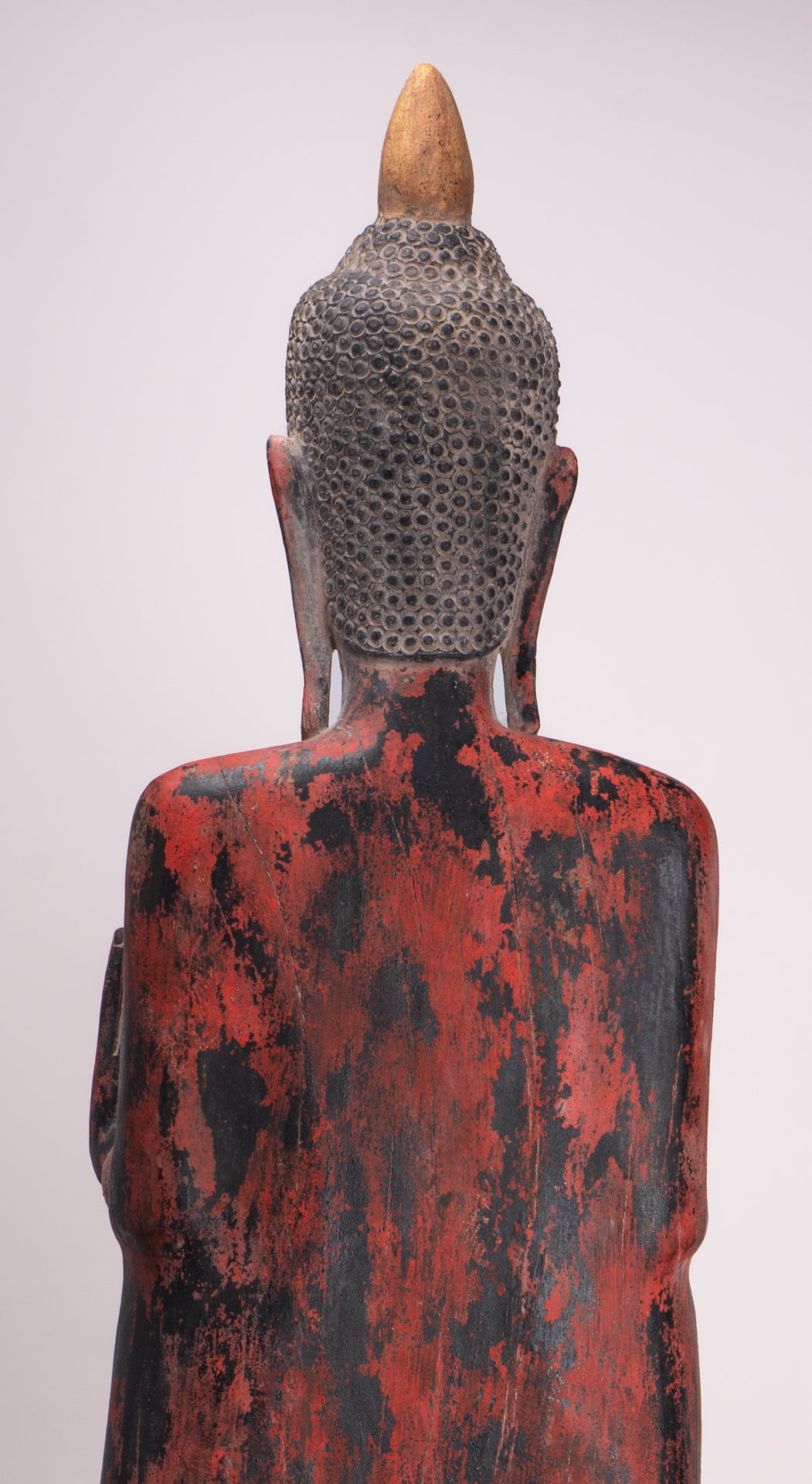 Large Buddha Statue - Antique Khmer Style Wood Standing Protection Monday Buddha Statue - 164cm/66"