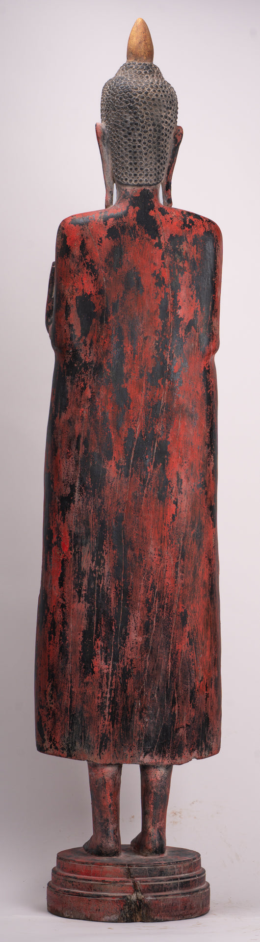 Large Buddha Statue - Antique Khmer Style Wood Standing Protection Monday Buddha Statue - 164cm/66"