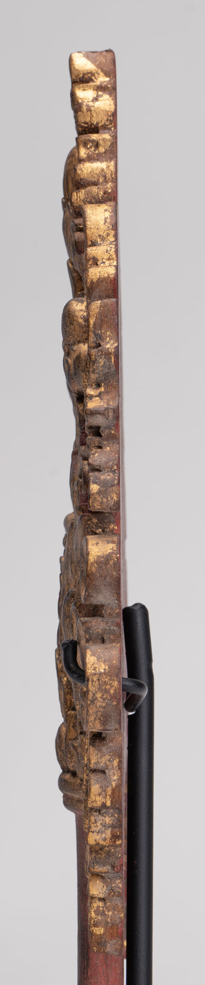 Antique Thai Style Wood Devotional Buddha Fan - 26cm/10"