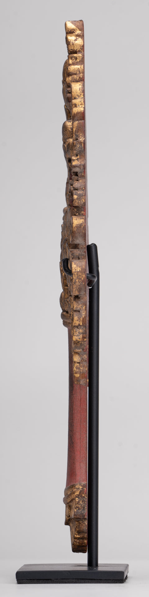 Antique Thai Style Wood Devotional Buddha Fan - 26cm/10"