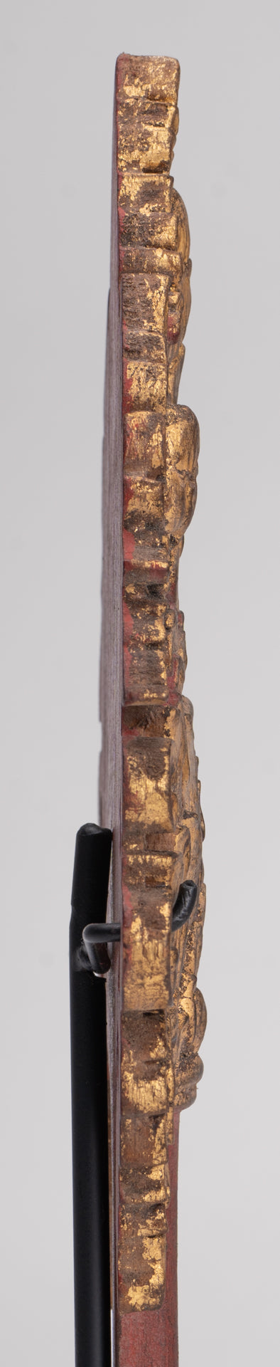 Antique Thai Style Wood Devotional Buddha Fan - 26cm/10"