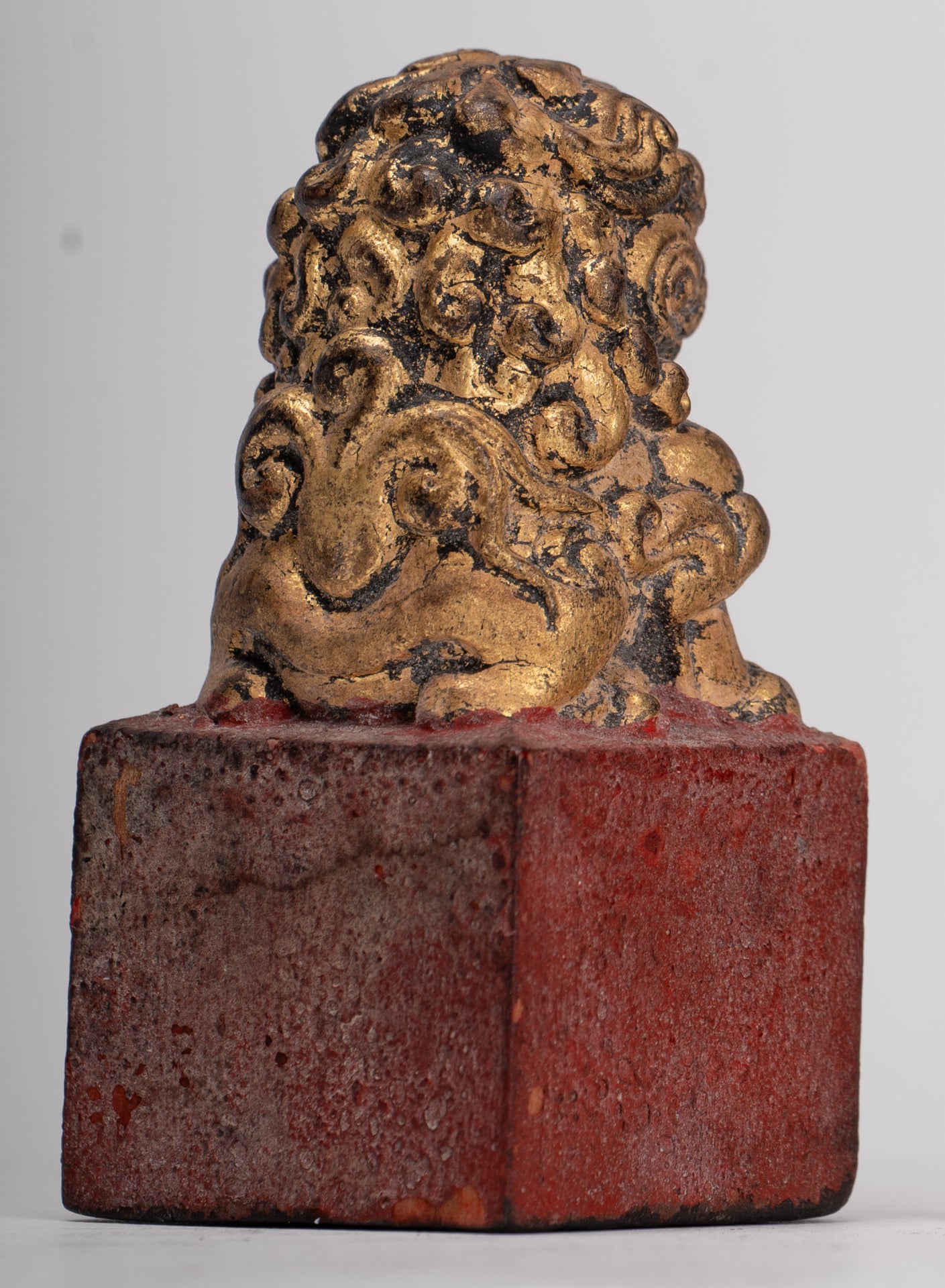 Antique Chinese Style Wood Temple Guardian Lions Shishi Lions Foo Dogs Imperial Lions (Pair) - 8cm/3"