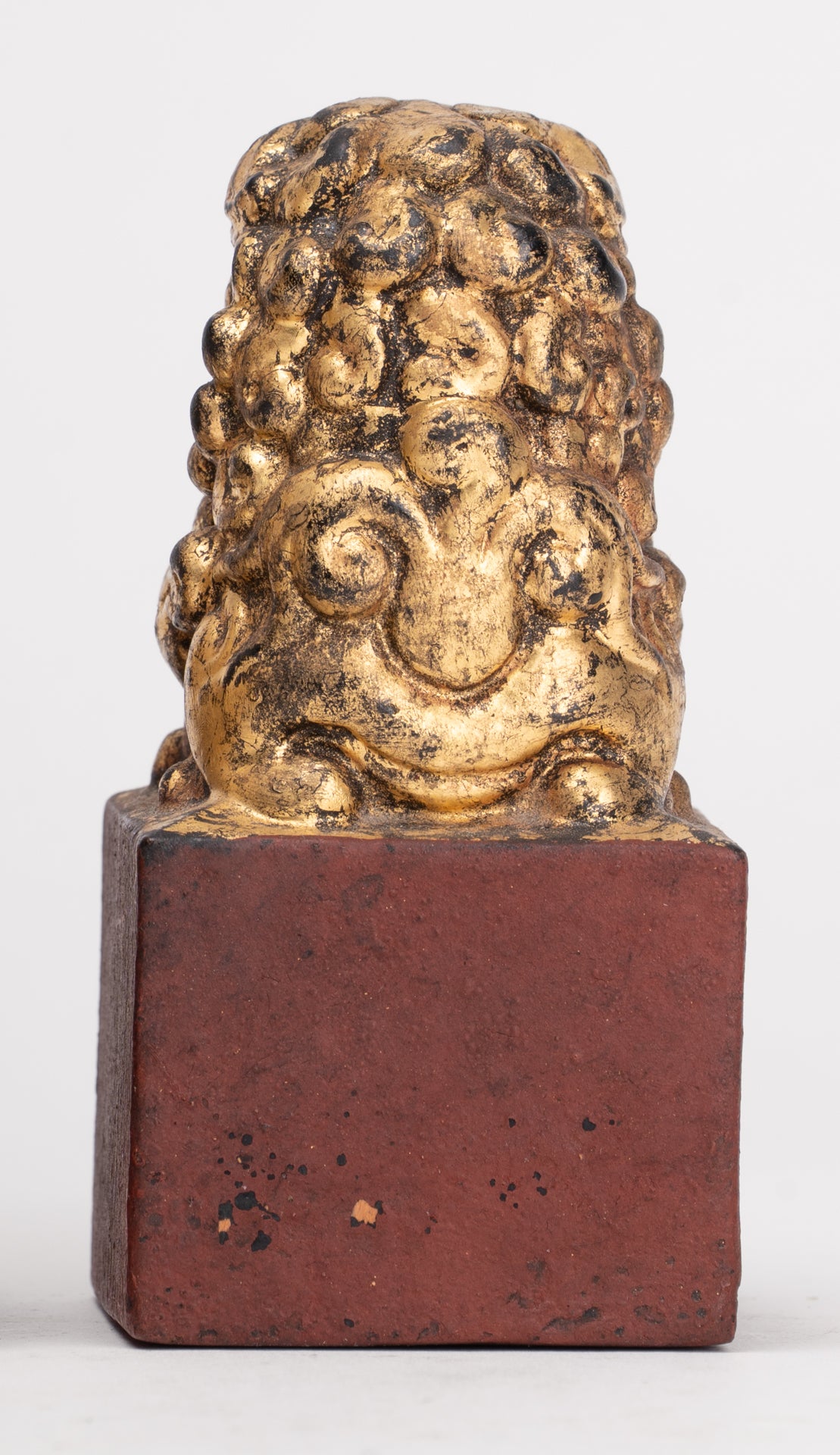 Antique Chinese Style Wood Temple Guardian Lions Shishi Lions Foo Dogs Imperial Lions (Pair) - 9.5cm/4"