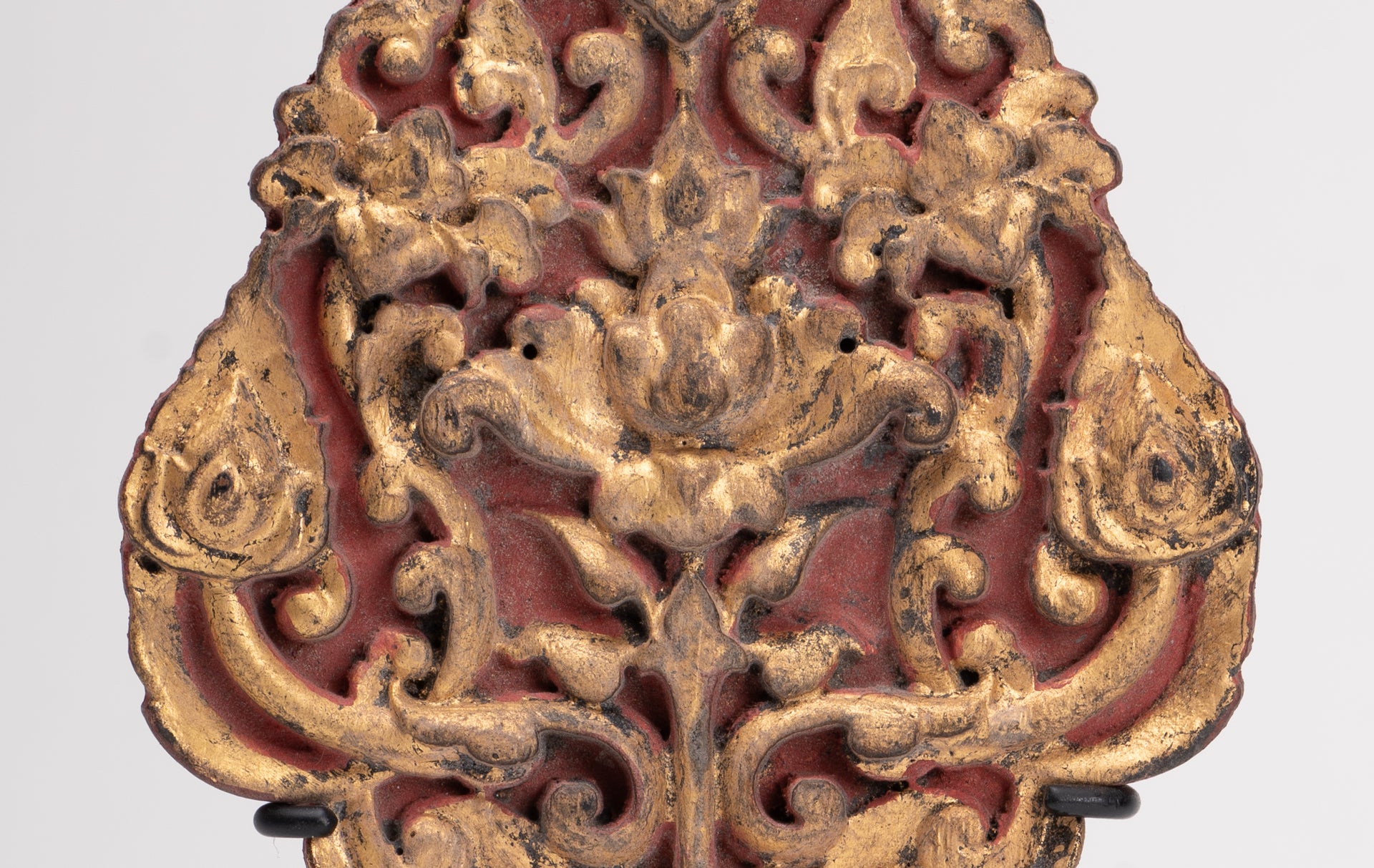 Antique Thai Style Wood Devotional Buddha Fan - 26.5cm/11"