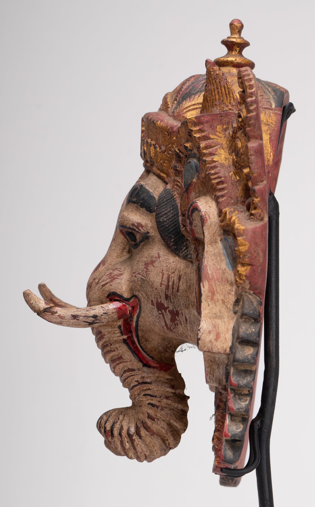 Ganesha Statue - Antique Javanese Style Wood Mounted Majapahit Ganesha Statue - 35.5cm/14"