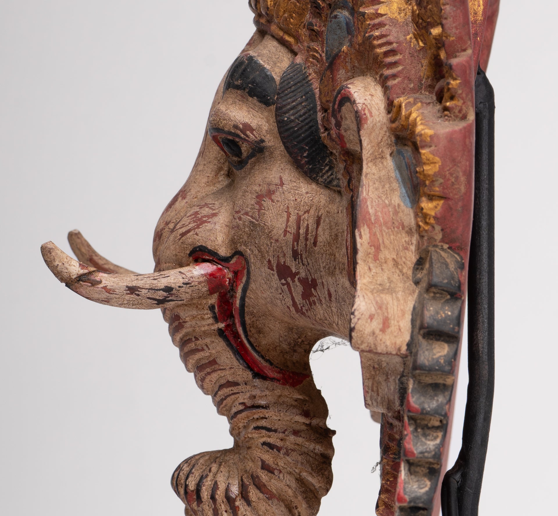 Ganesha Statue - Antique Javanese Style Wood Mounted Majapahit Ganesha Statue - 35.5cm/14"