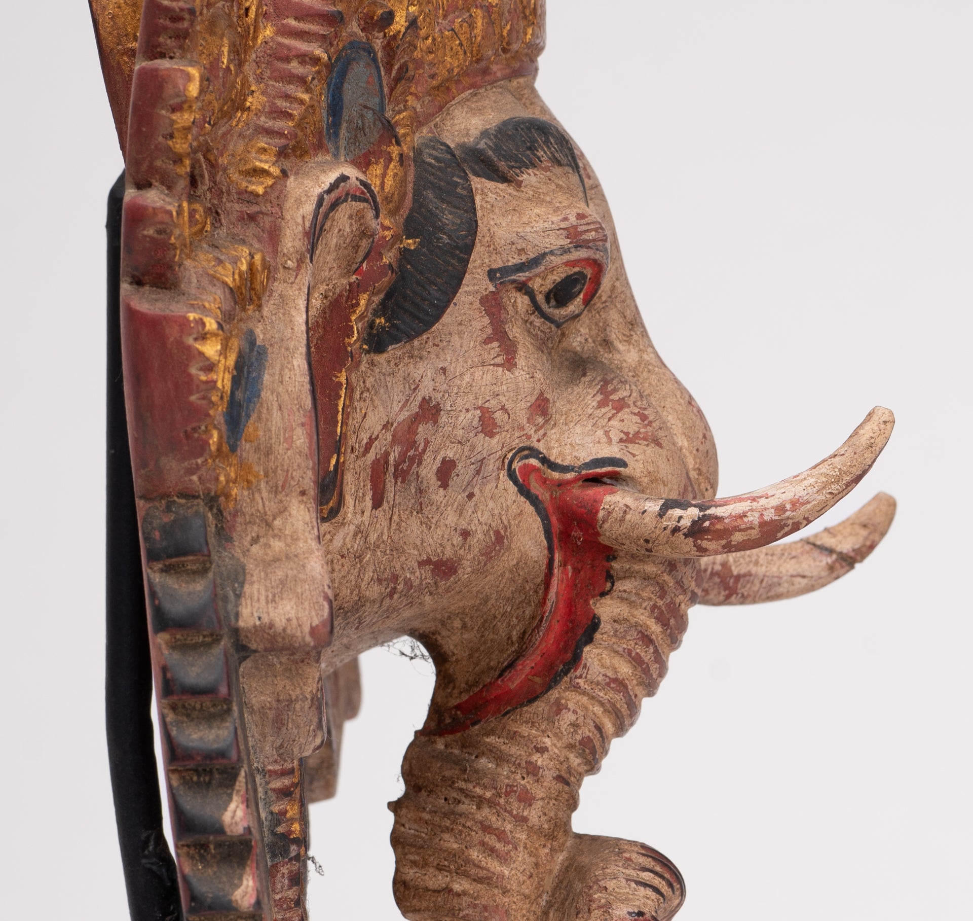 Ganesha Statue - Antique Javanese Style Wood Mounted Majapahit Ganesha Statue - 35.5cm/14"