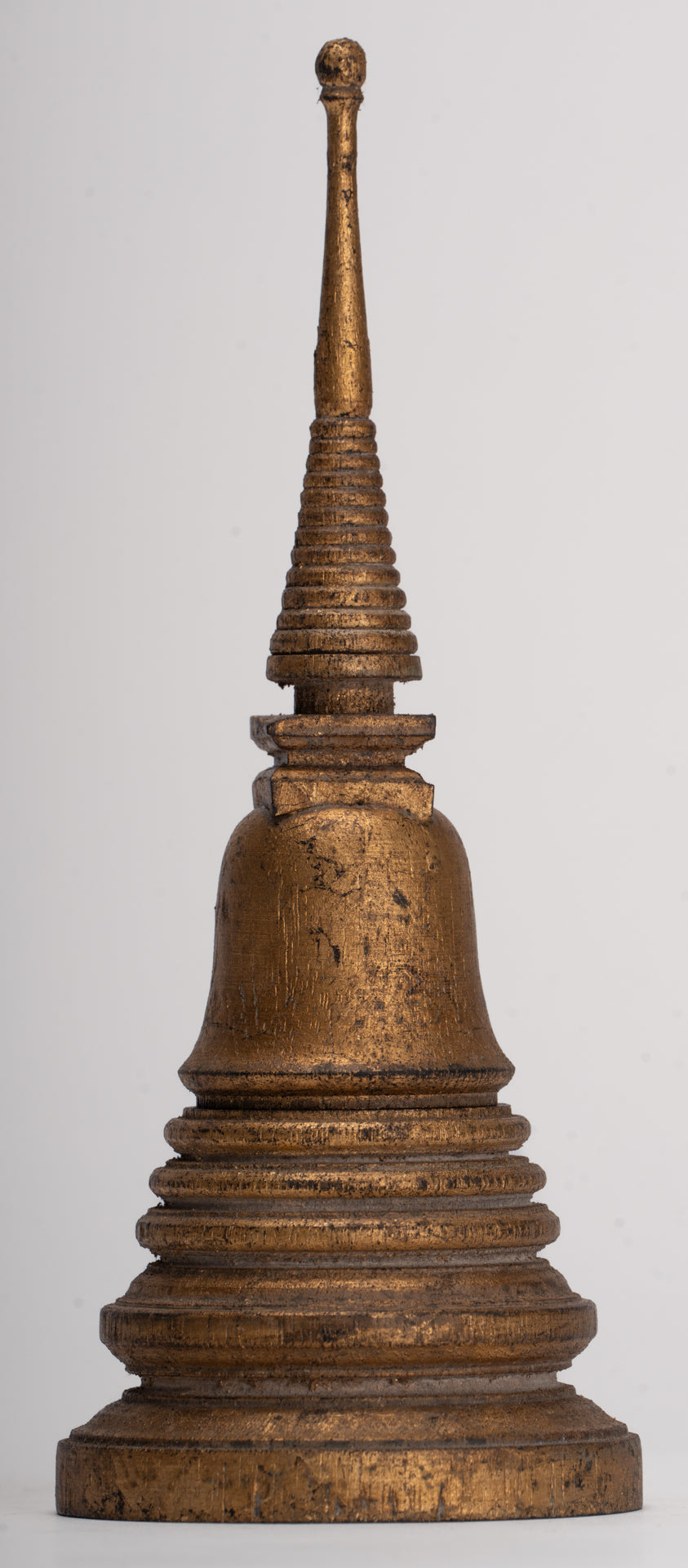 Buddhist Stupa - Antique Thai Style Wood Nirvana Stupa or Chedis  - 20cm/8"